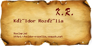 Káldor Rozália névjegykártya